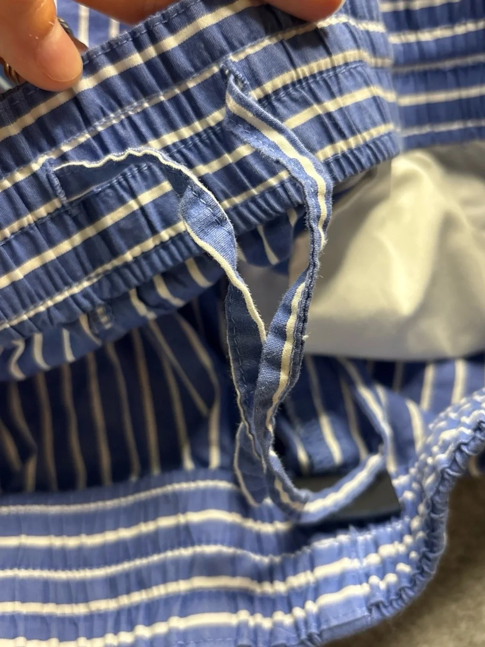 GAP Navy and White Striped Women's Elastic Waist Athletic Shorts